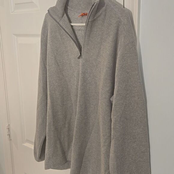 Boss Gray Zip Up Sweater with Quarter Zip and Relaxed Fit - Picture 6 of 8